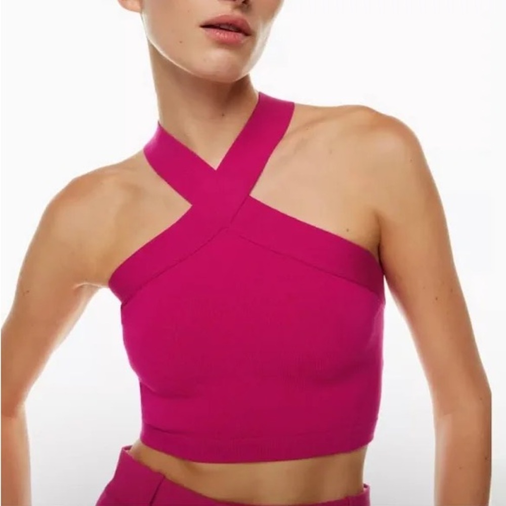 Aritizia Babaton Sculpt Knit Criss Cross Cropped Tank Size XS